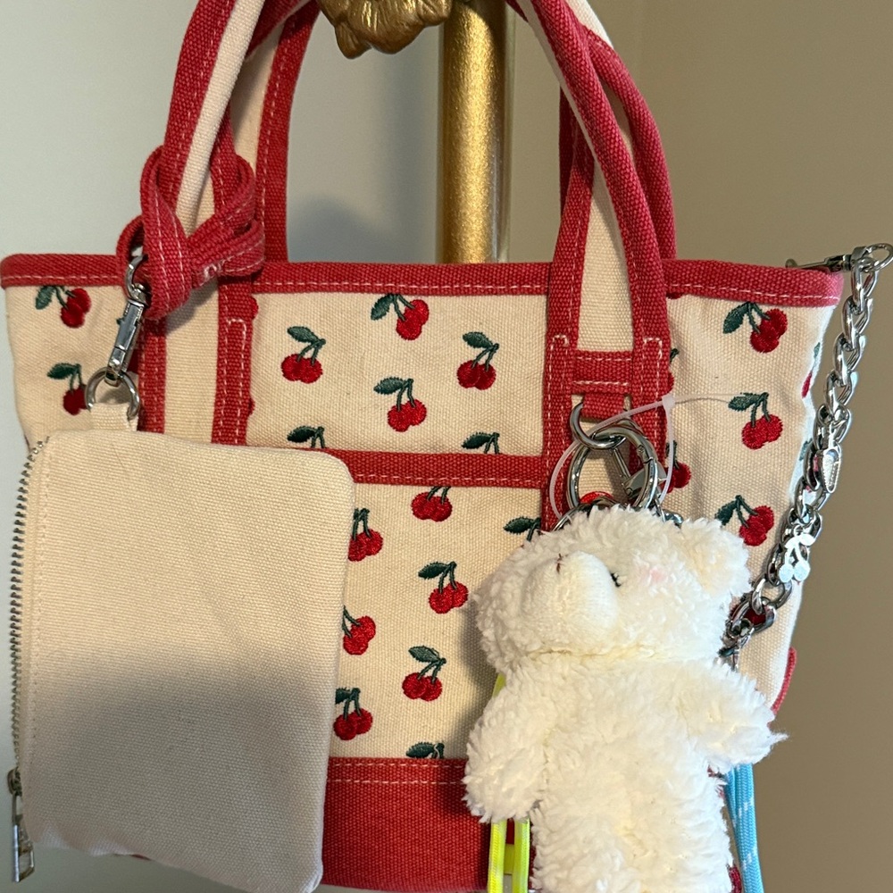 Steve Madden Red and Cream Cherry Tote Bag